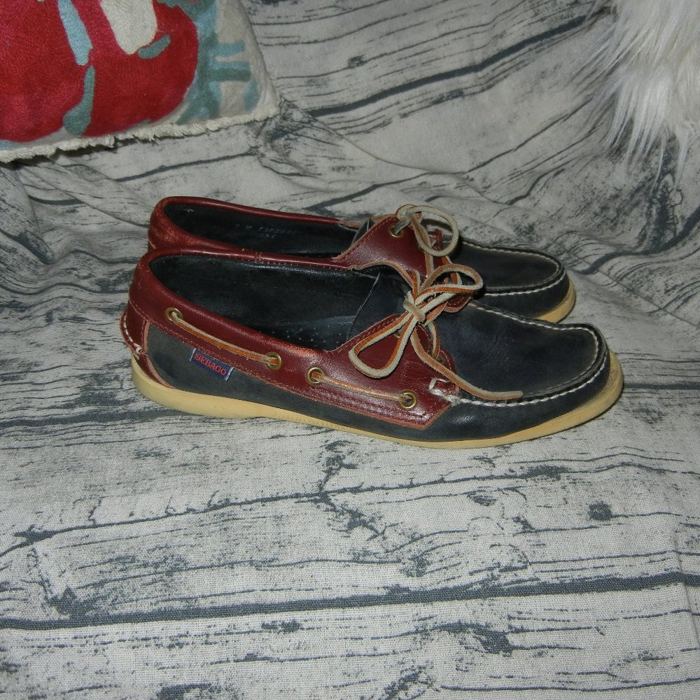 Vintage Sebago DockSides Woman Boat Deck Red Blue 9